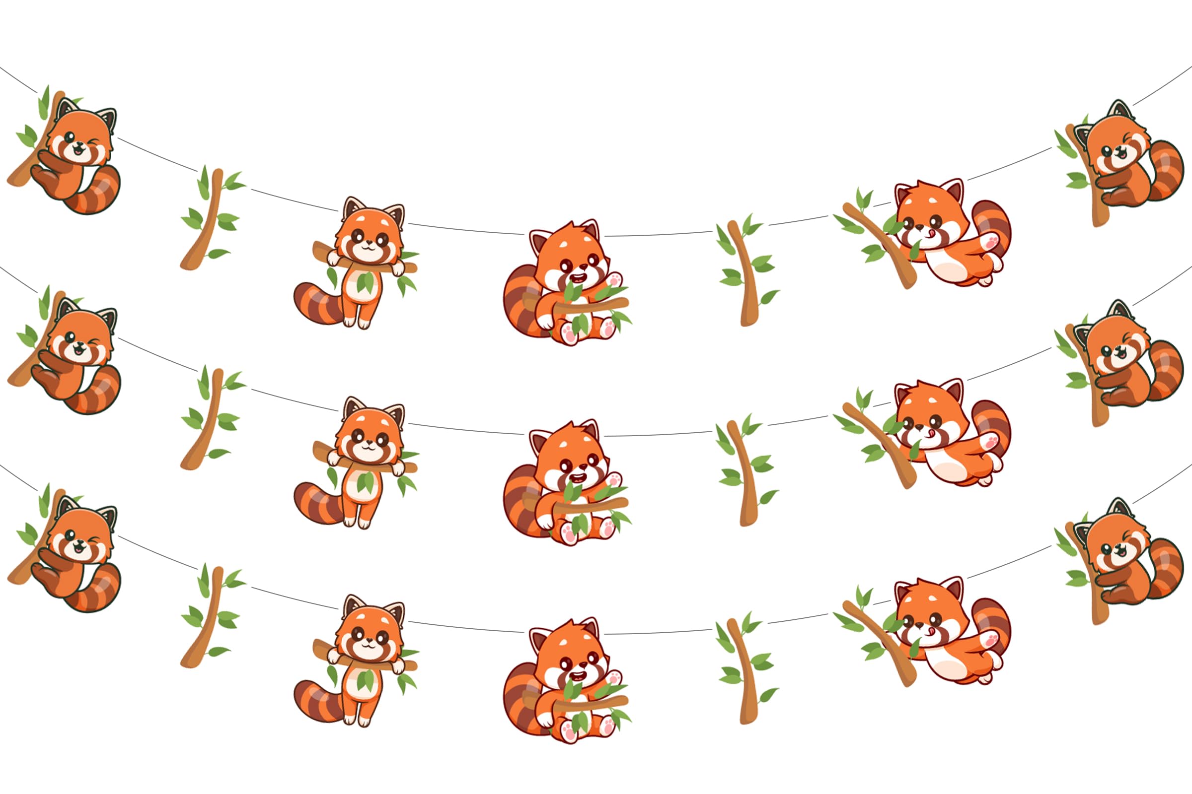 Sursurprise Red Panda Party Decorations, 3PCS Red Panda Banners, Animals Birthday Baby Shower Decorations Party Supplies