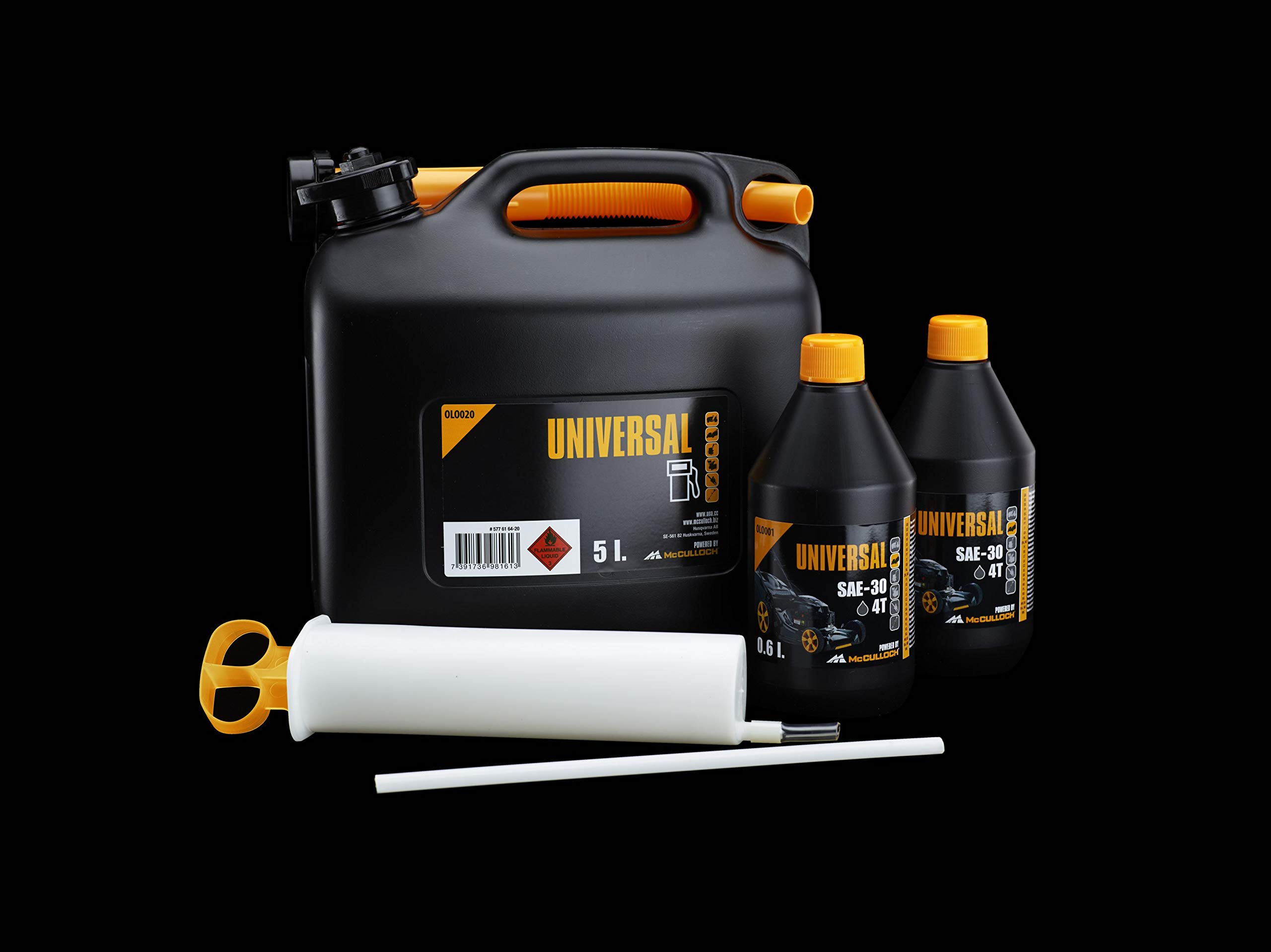 Gardena Universal Rasenmäher Starter-Set, OLO019: Starter-Set für Benzinrasenmäher enthält 4-Takt-Öl, Absaugspritze und Benzinkanister (Artikel-Nr. 00057-76.164.19), GM577616419, Standard, One Size