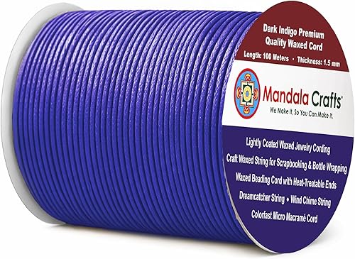 Miniatura 110 de Cuerda Mandala Crafts 0.03 pulgadas 109 yardas para hacer joyería, artesanía, macramé, cuerda de algodón encerado