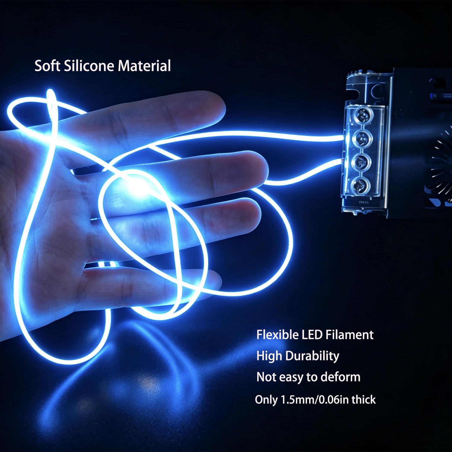 Flexibles LED Filament 3V Mehrere Längen (38‑300mm) und Farben (2700K 6500K Weiß Blau Rot Grün) Lampenreparatur DIY Dekoration 450mm/Eisblau