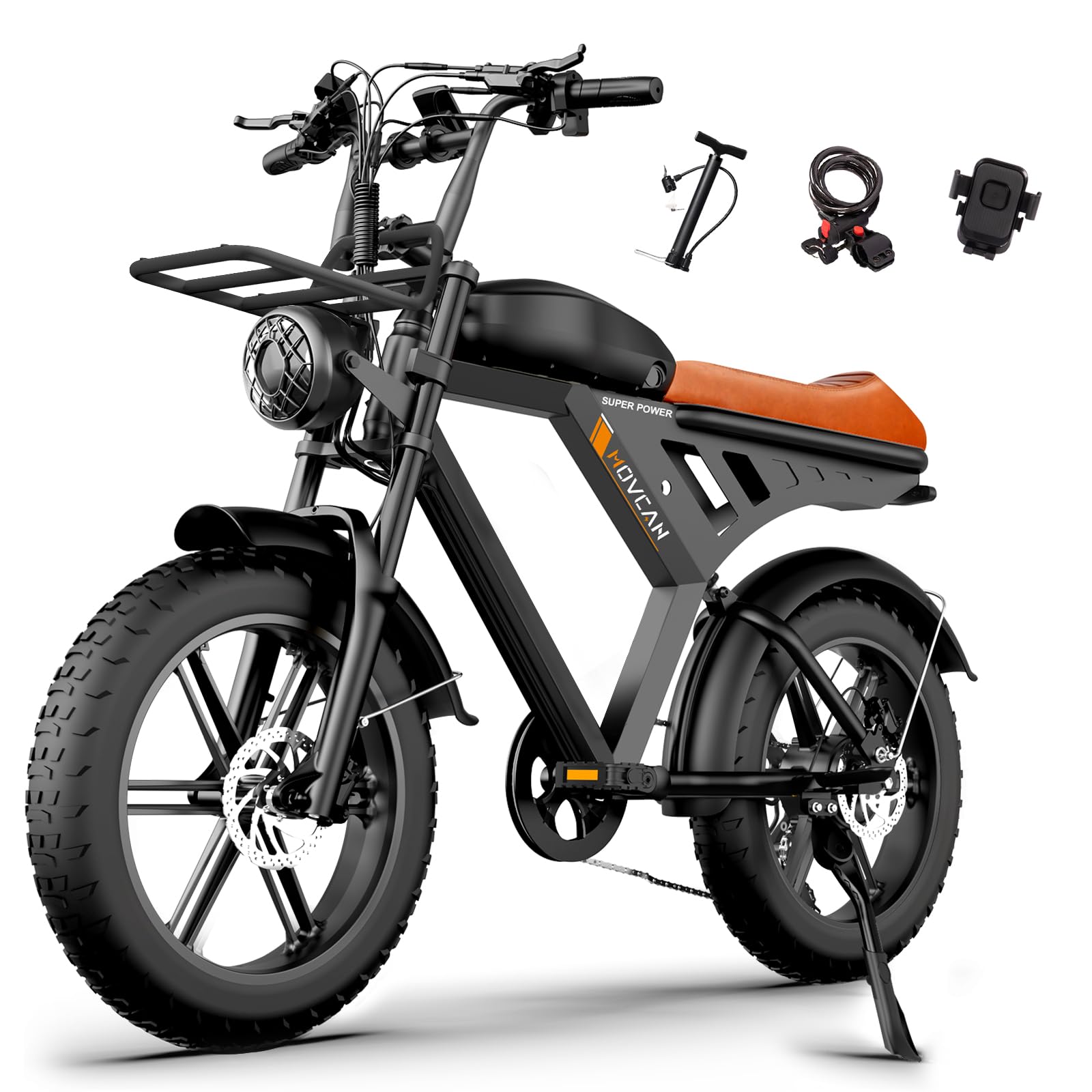 MOVCAN V30 Series Electric Bike for Adults 3000W/1500W/1000W Motor 20" Fat Tire Ebike,37.5MPH/32MPH/28MPH 120/70 Miles,48V 40Ah/31.2/15.6 AH Battery Hydraulic Disc Brake Electric Motorcycle Bike