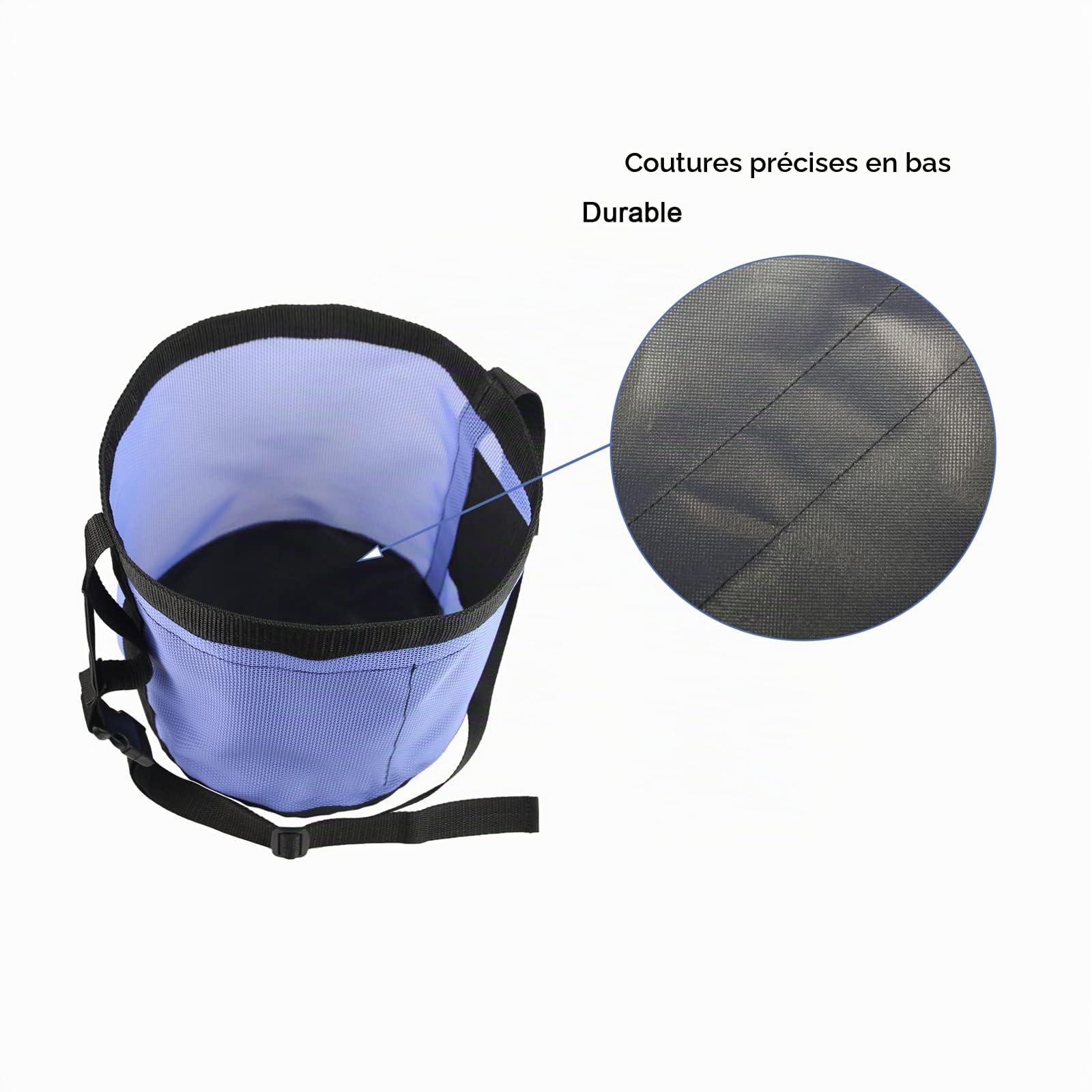 Sac d'alimentation pour chevaux, sac d'alimentation en grain en maille de PVC respirant robuste avec sangle réglable et fermeture à pression durable, idéal pour l'extérieur et l'intérieur (Bleu)