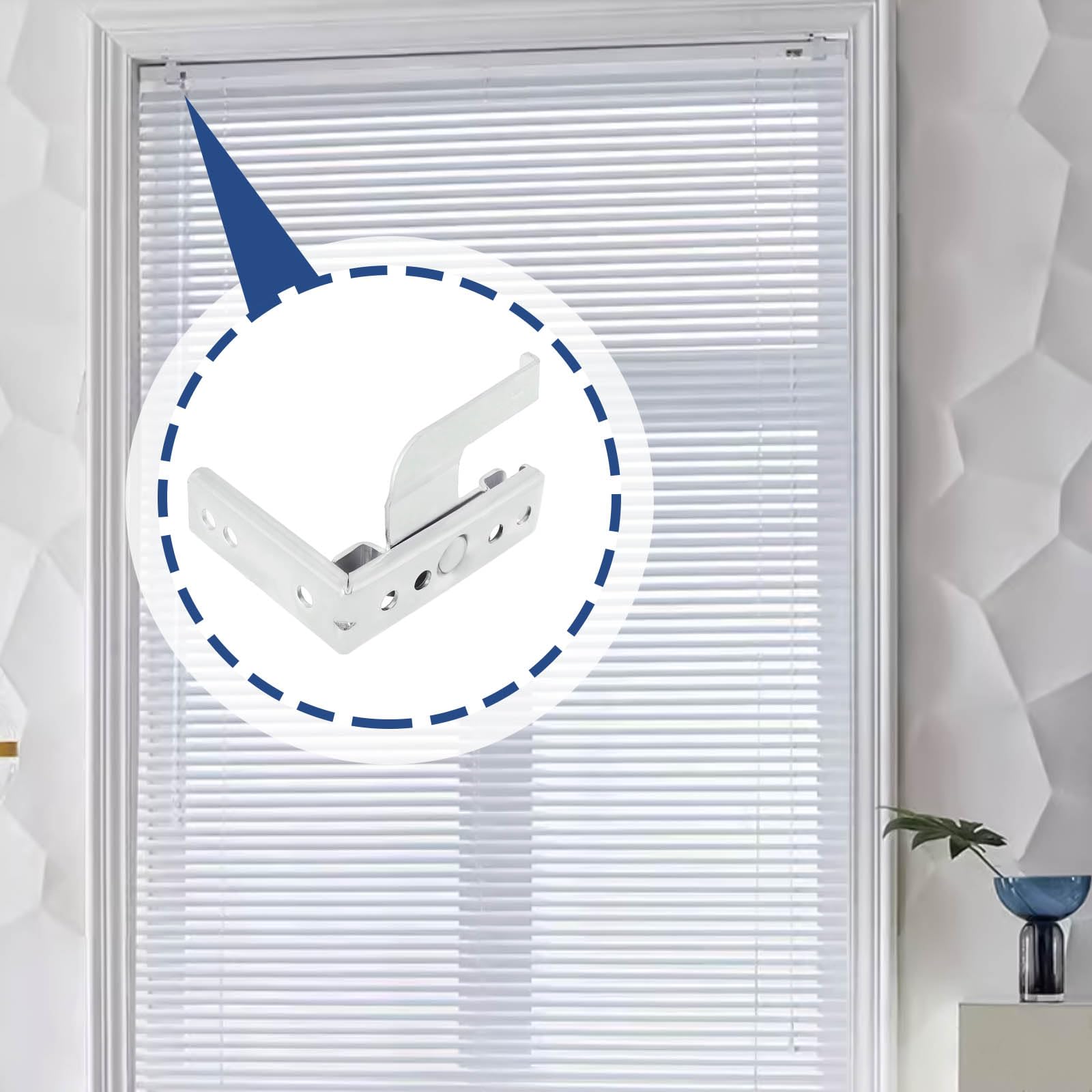 EMSea 2pcs Blinds Swivel Brackets Face Fix Metal L-Shaped Vertical Blind Brackets for 50mm Window Fixing Venetian Blind Rails Silver - Image 3