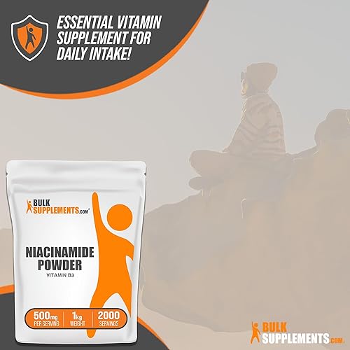 Miniatura 4 de BulkSupplements.com Polvo de niacinamida - Suplemento de vitamina B3 - Niacinamida 500 mg - Suplemento de niacinamida - Suplemento de vitaminas B3 -