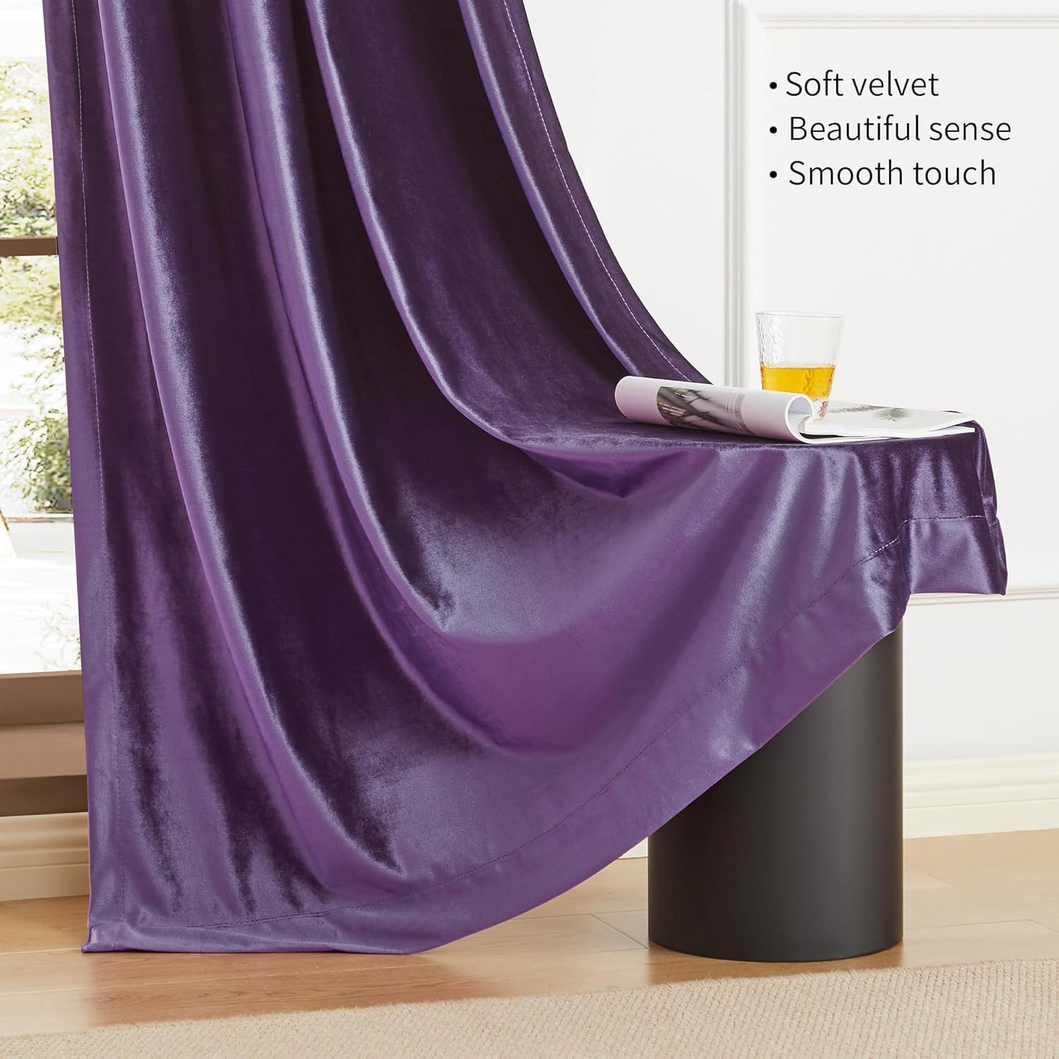 Tende, 2 Pannelli Tende In Velluto Termoisolanti Per Soggiorno E Camera Da Letto, Tende Eleganti E Morbide, Oscuranti E Per La Privacy, Elemento D'arredo Blocca-luce-Black||W52*L84/132 * 213cm