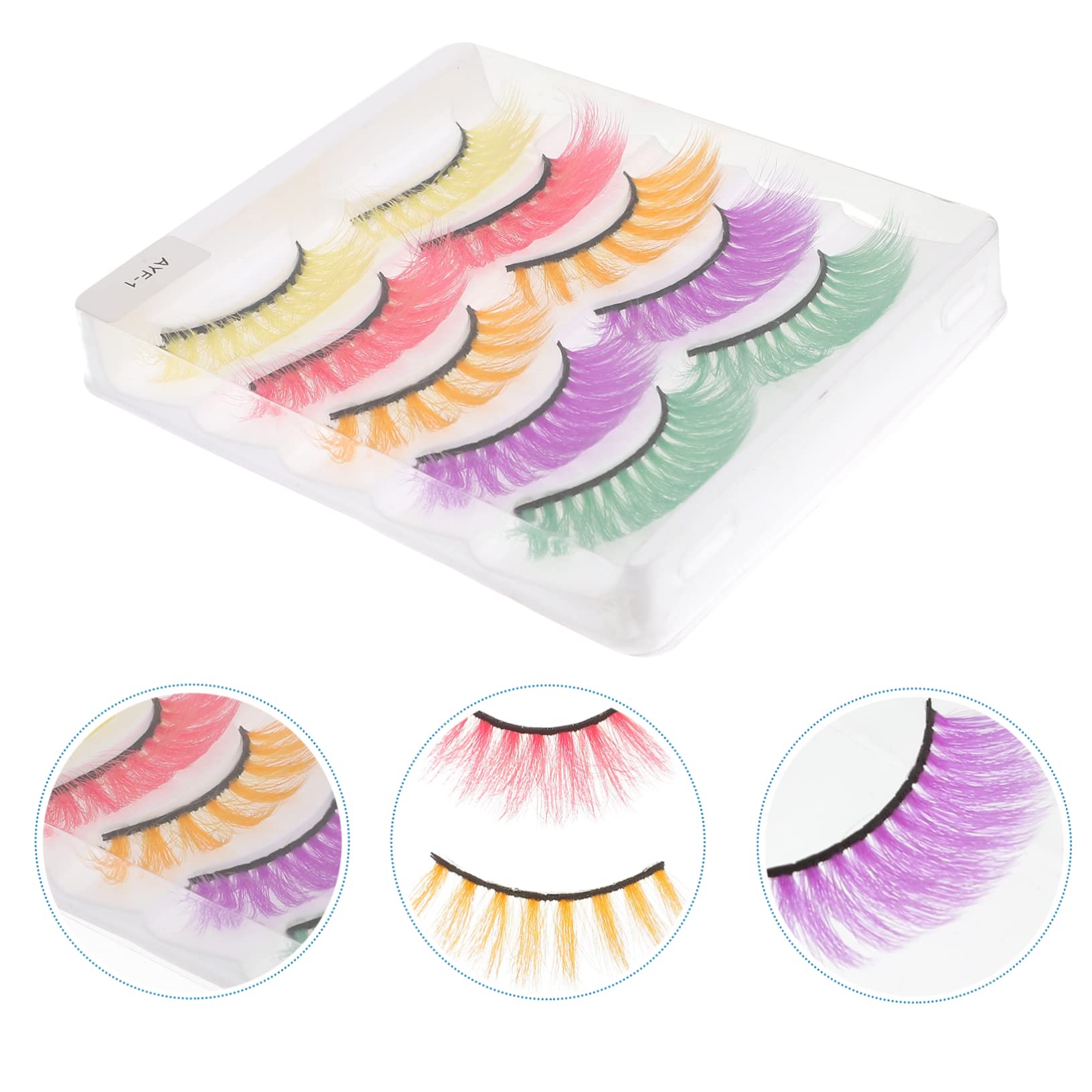 FRCOLOR 25pares Pestañas Postizas Coloridas Para Mujer Extensiones Para Maquillaje De Fiesta y Cosplay Reutilizables y