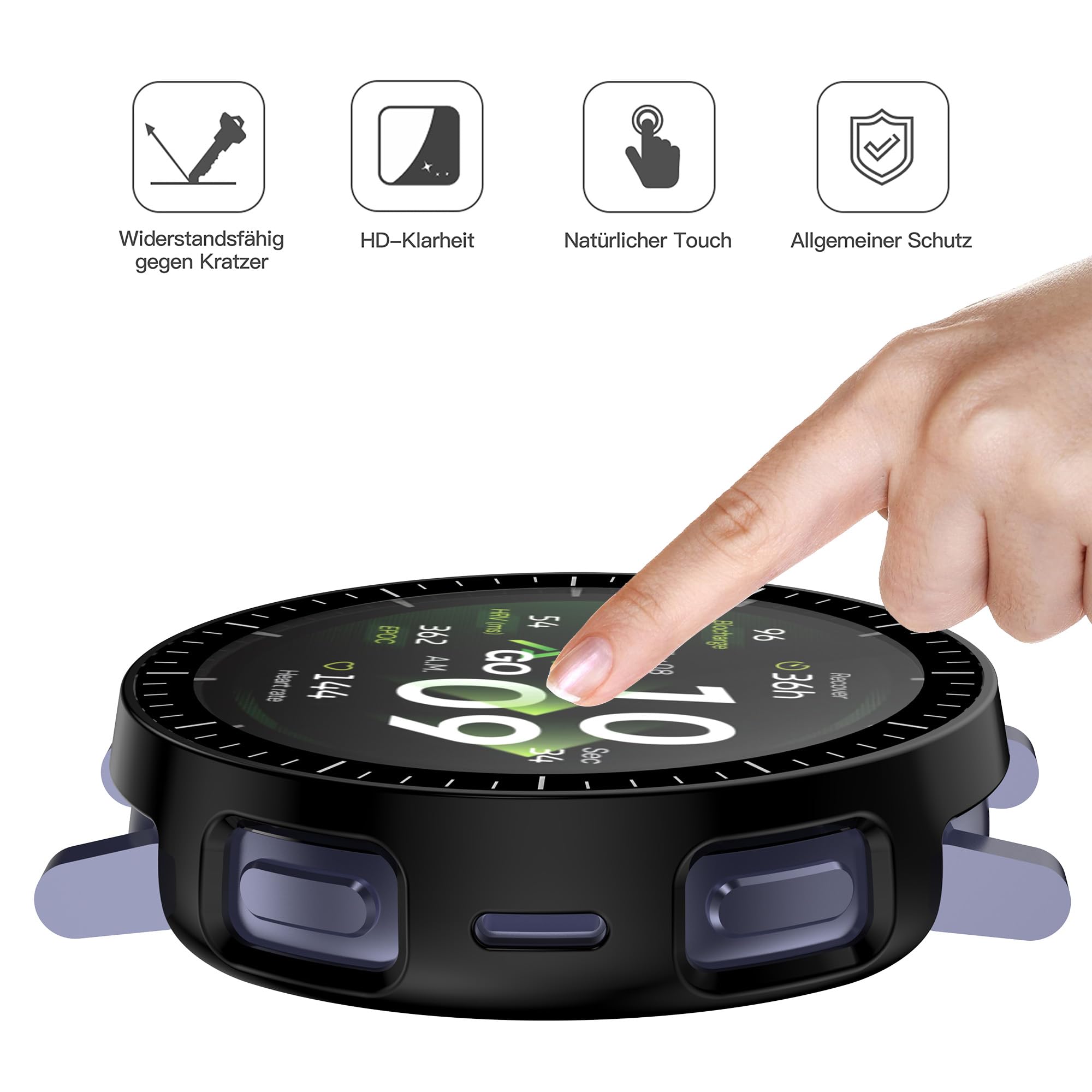 Cover + Vetro Temperato Per Amazfit Active 2 – 2 Pezzi, PC Antiurto E Trasparente, Protezione 360° - 3