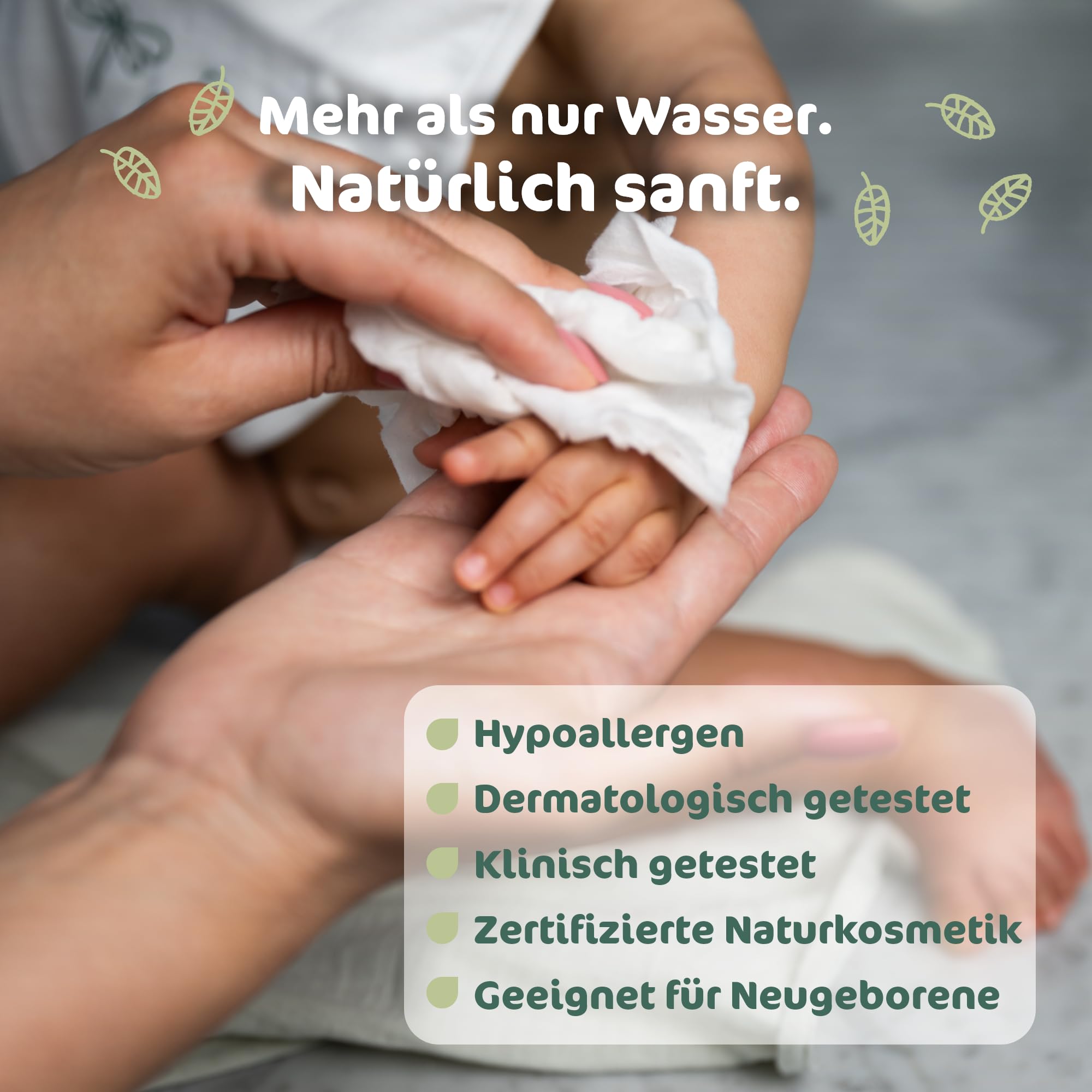 Naty Spülbare Baby Feuchttücher | 98% Wasser, hypoallergen & natürlich für empfindliche Haut | Parfümfrei & pflanzenbasiert | Sanfte Reinigung für Neugeborene und Babys | 504 Tücher (12 Packungen)