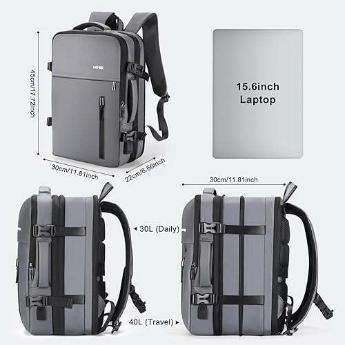 Miniatura 2 de HOMIEE Mochila de mano extra grande, bolsa de viaje expandible, maleta de mano antirrobo, mochila de negocios resistente al agua, ligera, bolsa de