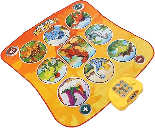Miniatura 8 de Tapete de baile electrónico, portátil, de color brillante, tapete de baile para niños, exquisito plegado para fiestas (dinosaurio)