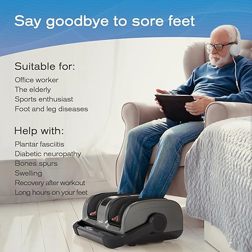 Vista 15 de TISSCARE Masajeador de pies con calor: masajeador de pies Shiatsu para fascitis plantar, neuropatía, circulación y alivio del dolor para pies