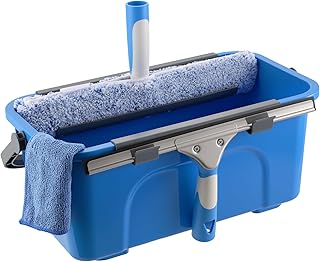 Mitclear Kit de Limpieza de Ventanas, 7 Piezas - Incluye Cubo de 12L, Escobilla de Silicona 35cm, Rasqueta 35cm, Paño de Microfibra, Limpiador de Ventanas Profesional para Ventanas y Cristales