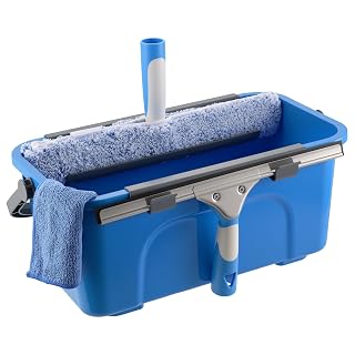Professional Window Cleaning Kit, Include Compact Cleaning Bucket 3 Gallon, Silicone Squeegee, Microfiber Scrubber, Cloth, All-in-one Window Cleaning Supplies, Commercial & Household Use - Amazon product rated Grade A