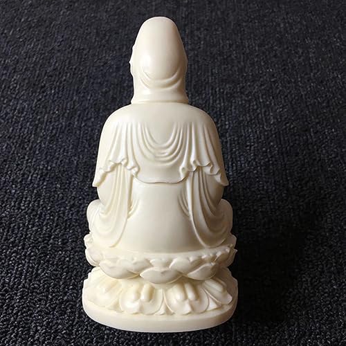 Miniatura 7 de Diosa de la misericordia Guan yin Buda estatua en loto | Escultura de Quanyin blanca para decoración de oficina en casa | Bendición de estatua de