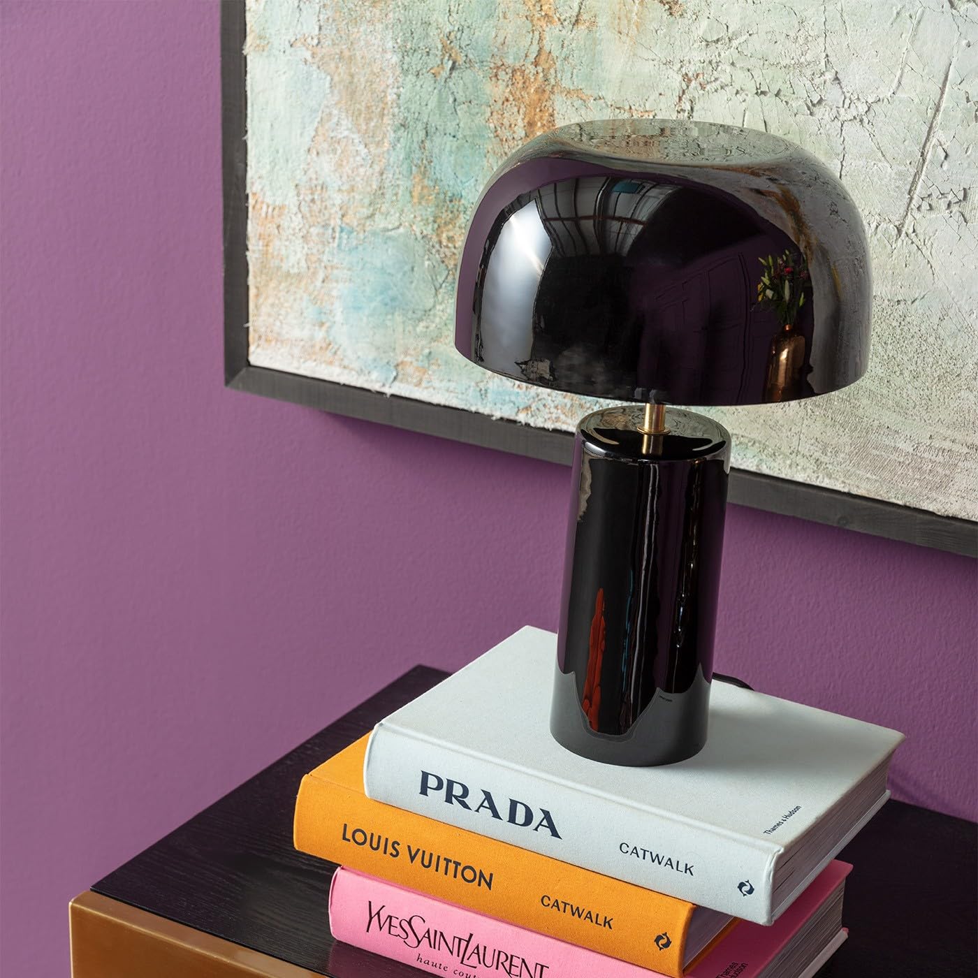 Kare Design Lampada da tavolo Loungy Nero, oro/nero, abat jour, soggiorno, nicchia, forma fungo, sala pranzo, stile elegante, moderno, 38x25x25cm (A/L/P), lampadina non inclusa