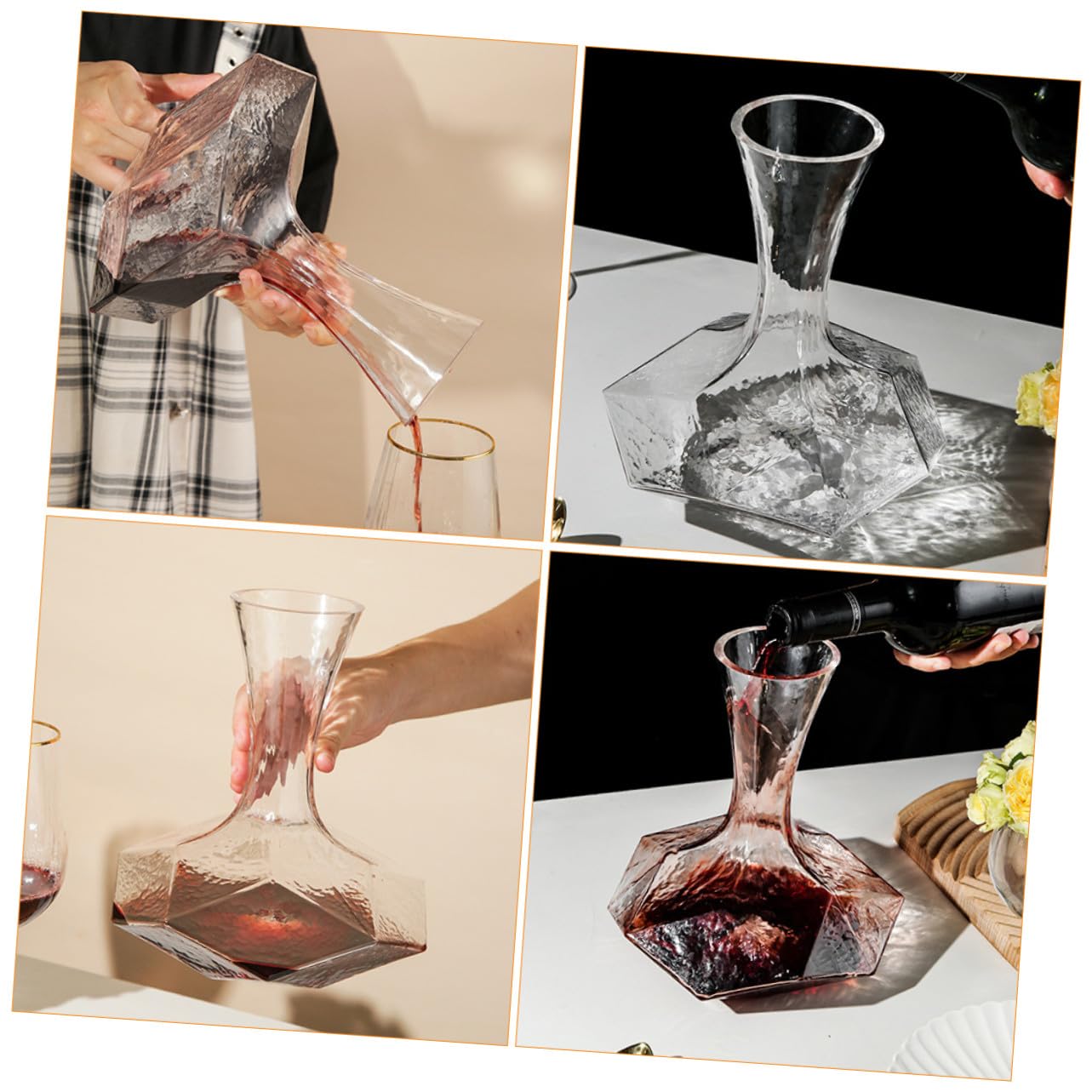Decanter Design Semplice per Vino Geometrico in Materiale Sintetico e Funzionalità Facile da Pulire per Bar e Decorazioni Eleganti