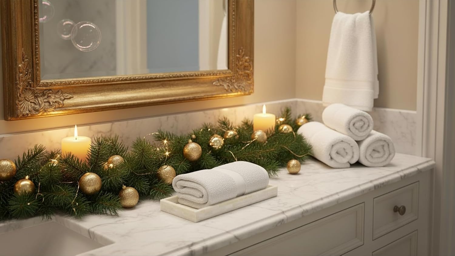 PEMAR Set of 2 Mother of Pearl Vanity Tray for Bathroom Counter, 11" Wooden Organisation Valet Tray for Perfume Makeup Bedroom Dresser Kitchen Sink Countertop Organizer, Toilet Tank (White Tiles) - Image 3