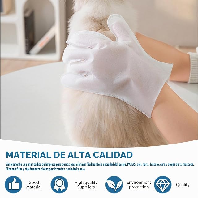 Foto 3 de 7 de GBKDQQ 30 piezas de guantes de limpieza para gatos y perros, toallitas húmedas para mascotas