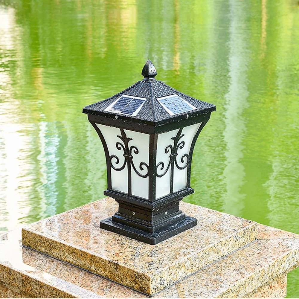 Lampe Solaire Extérieure Étanche À La Pluie avec Télécommande pour Poteau, Idéale pour L'Éclairage De Clôture, Jardin, Terrasse Ou Allée.,Bronze(Solar Energy)-Medium