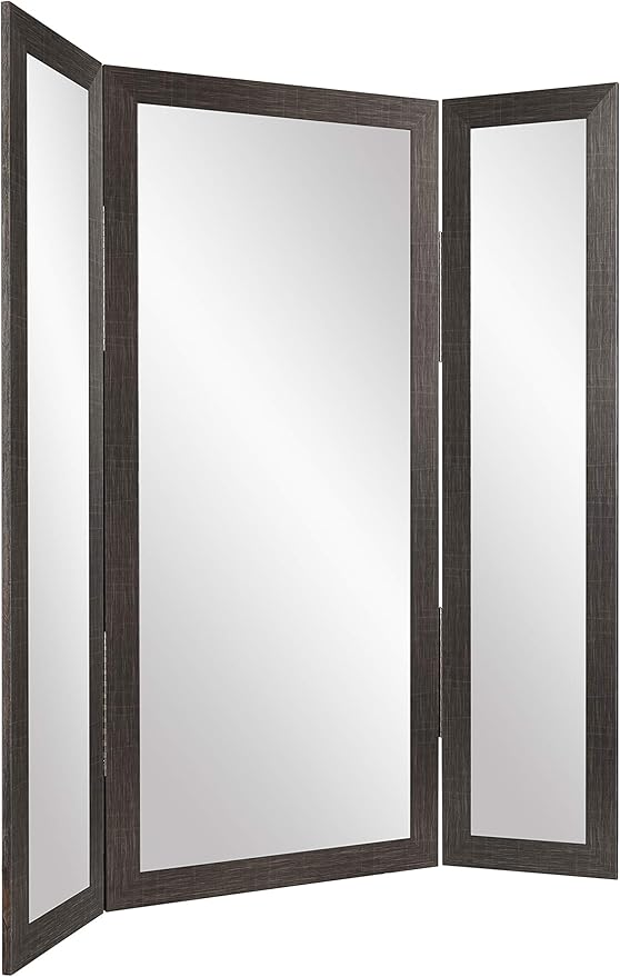 Trifold Mirror, Scratched Black, Dressing Mirror Full Length, Full Body Length