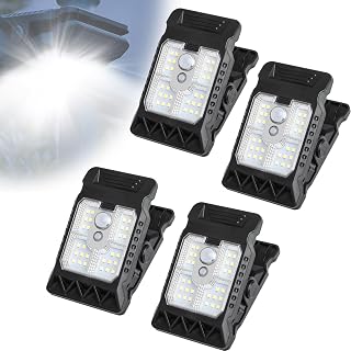 2026 New Waterproof Clip On Solar Lights Outdoor, Solar Clip Light with Motion Sensor, Outdoor LED Camping Light, Adjustable Clip On Light for Garden, Garage, Home Emergency (4 Pcs)