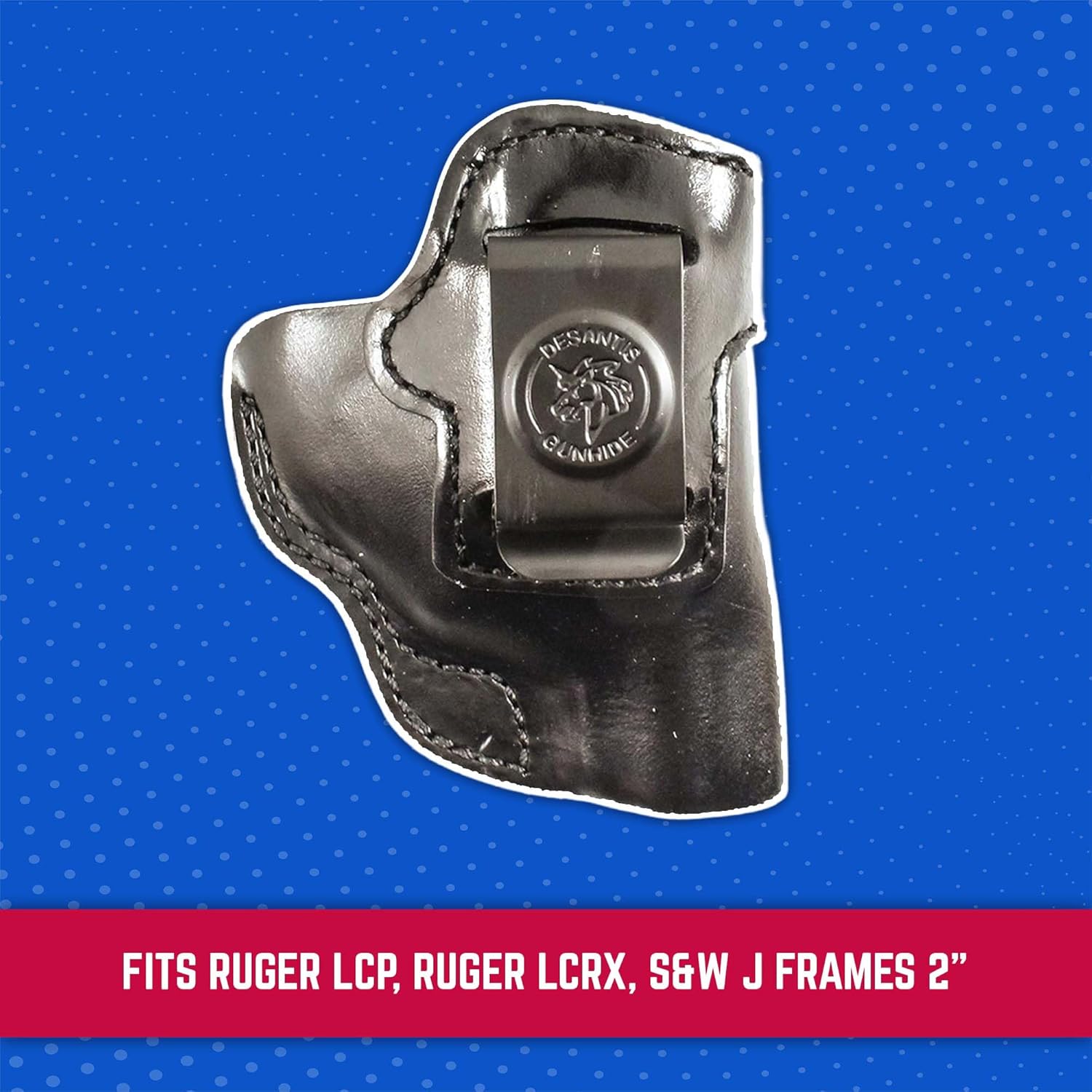 DeSantis Inside Heat Leather IWB Holster - Concealed Carry Gun Holster for Pistols, Compatible with the Ruger LCR, Ruger LCRX, S&W J Frames 2" - Right Hand Draw, Black