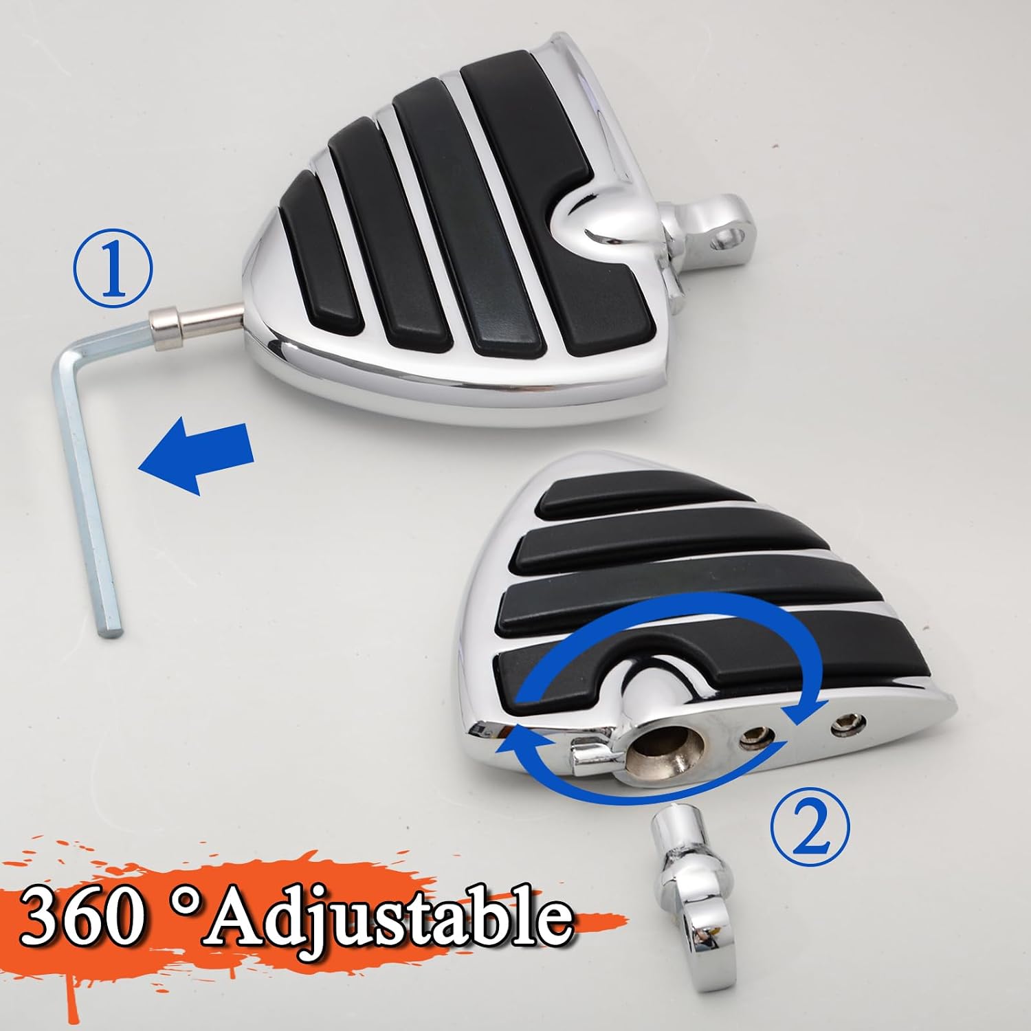 FOVPLUE Mini Floorboard FootPegs,Mid Controls Rider/Passenger/Highway Peg Motorcycle Foot Pegs w/Male Mount for Harley Touring Road Glide Road King Electra Glide Street Glide Dyan Softail Sportster