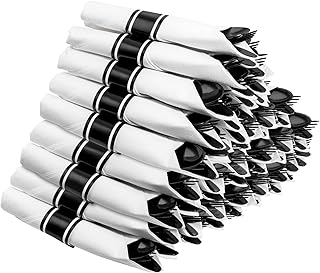 Supernal 60 Pack Black Plastic Silverware,Rolled P...