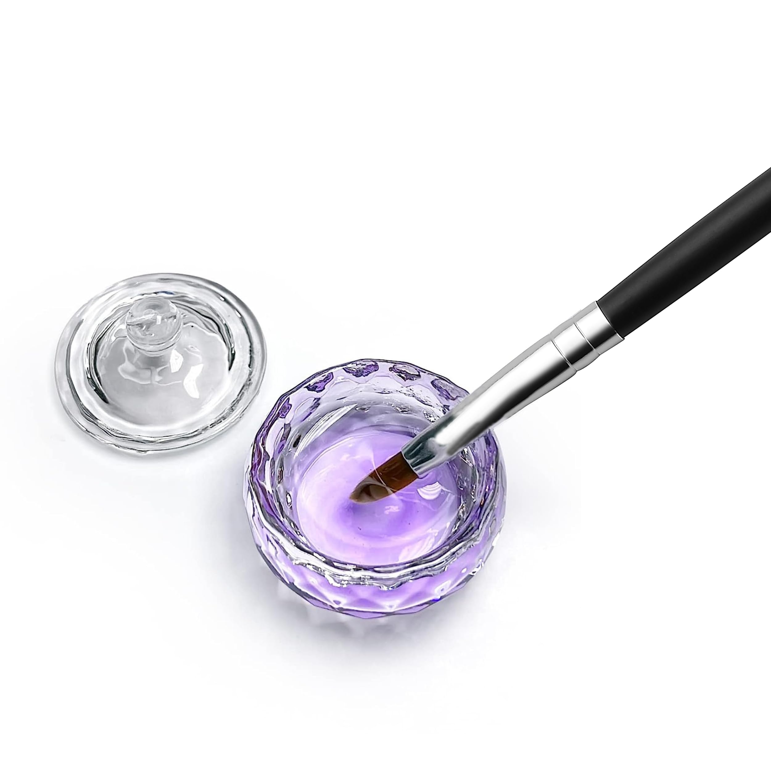 Glamified, glam Crystal Clear Acrylic Liquid Powder Glass Dappen Dish Glass Tint Lash Brush + Round Dappen Mixing Dish - Image 4