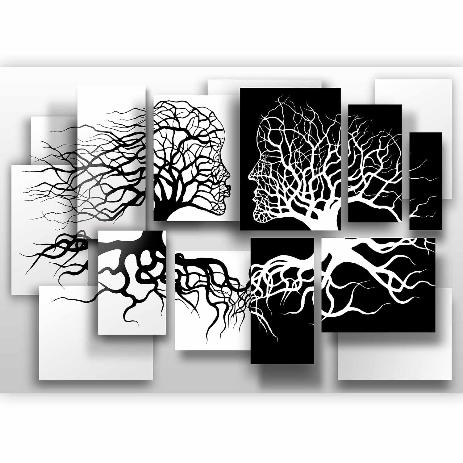 murando Photo Wallpaper Black White 250x175 cm Non-Woven Premium Art Print Fleece Wall Mural Decoration Poster Picture Design Modern Abstraction 3D Tree Love h-A-0089-a-a โ image 1