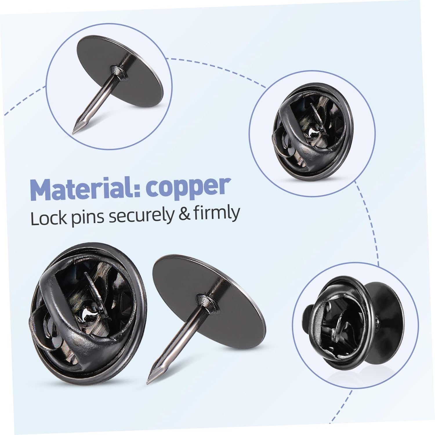50 Sets Locking Pin Backs for Lapel Pins Tie Tacks Brooch Backs DIY Craft Making Jewelry Replacement Metal Finish