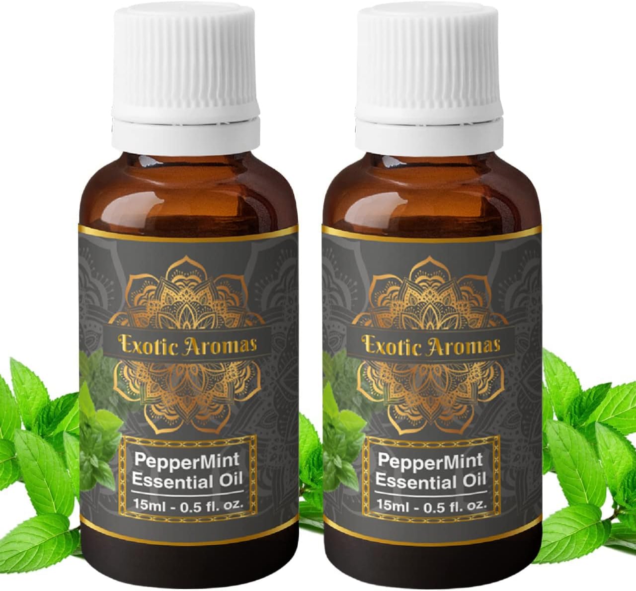 Exotic Aromas Peppermint Essential Oil for Aroma Therapy, Hair & Skin (15Ml + 15Ml) Pack of 2