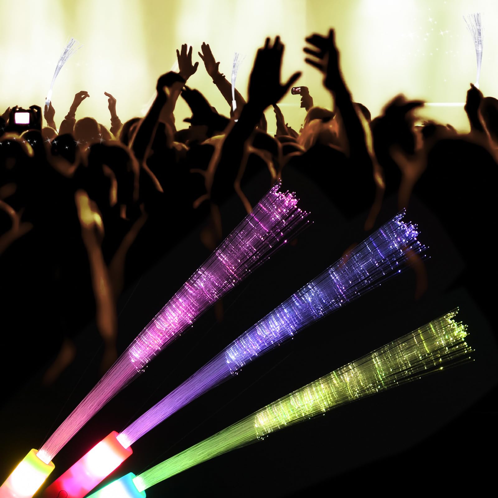 QUARKZMAN Bacchetta in Fibre Ottica Lunghezza 10,5" Bastoncino Luminoso LED Colorato con 3 Modalità di Luce per Festa Matrimonio 48pz