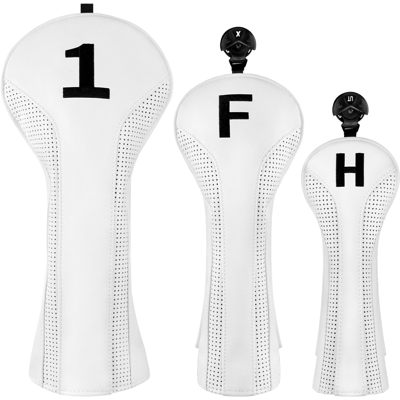 Craftsman Golf White Club Headcovers for Woods Driver and Hybrids