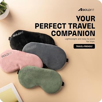 Boldfit Eye Mask for Sleeping with Adjustable Strap Super Soft Sleeping Mask Blind Fold for Comfortable Sleep Travelling Sleep Mask Pad for Girls Sleeping Eye Mask Blind Folds for Sleeping - Pink