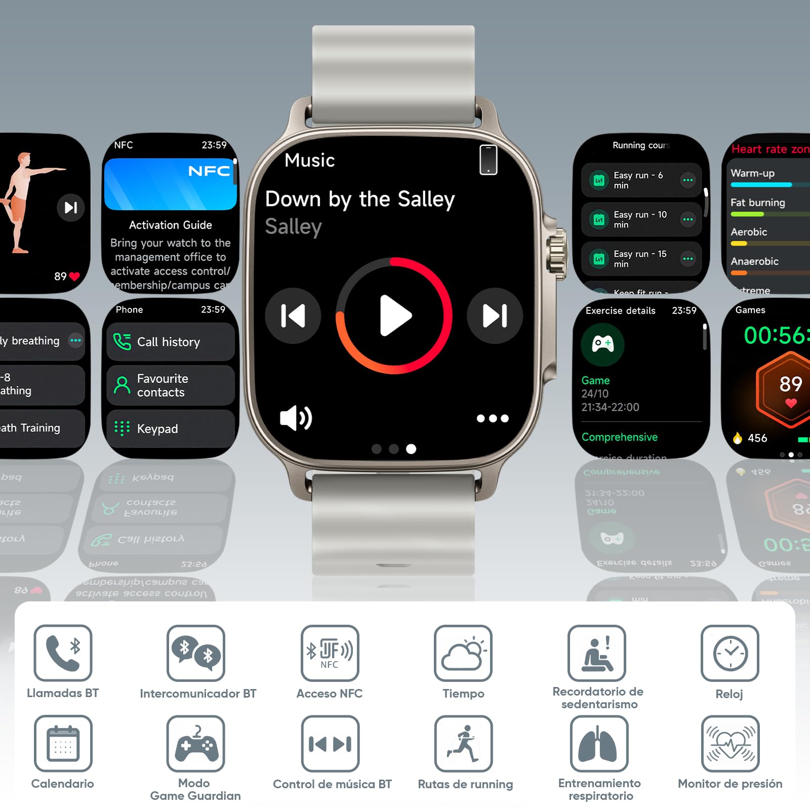 realme Watch 5 Smartwatch, Pantalla Táctil AMOLED 1,97'', GPS Independiente, Llamadas Bluetooth, 108 Modos Deporte, Monitoreo Oxígeno Sangue/Sueño, Impermeable IP68, Batería 16 Días, Gris