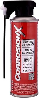 CorrosionX Rust Inhibitor, Industrial-Strength Dielectric Corrosion Prevention, Lubricant & Penetrant for Marine, Automotive, Electronics & RV Use, Protects Bolts, Cables, Engines, Parts, 6oz Aerosol