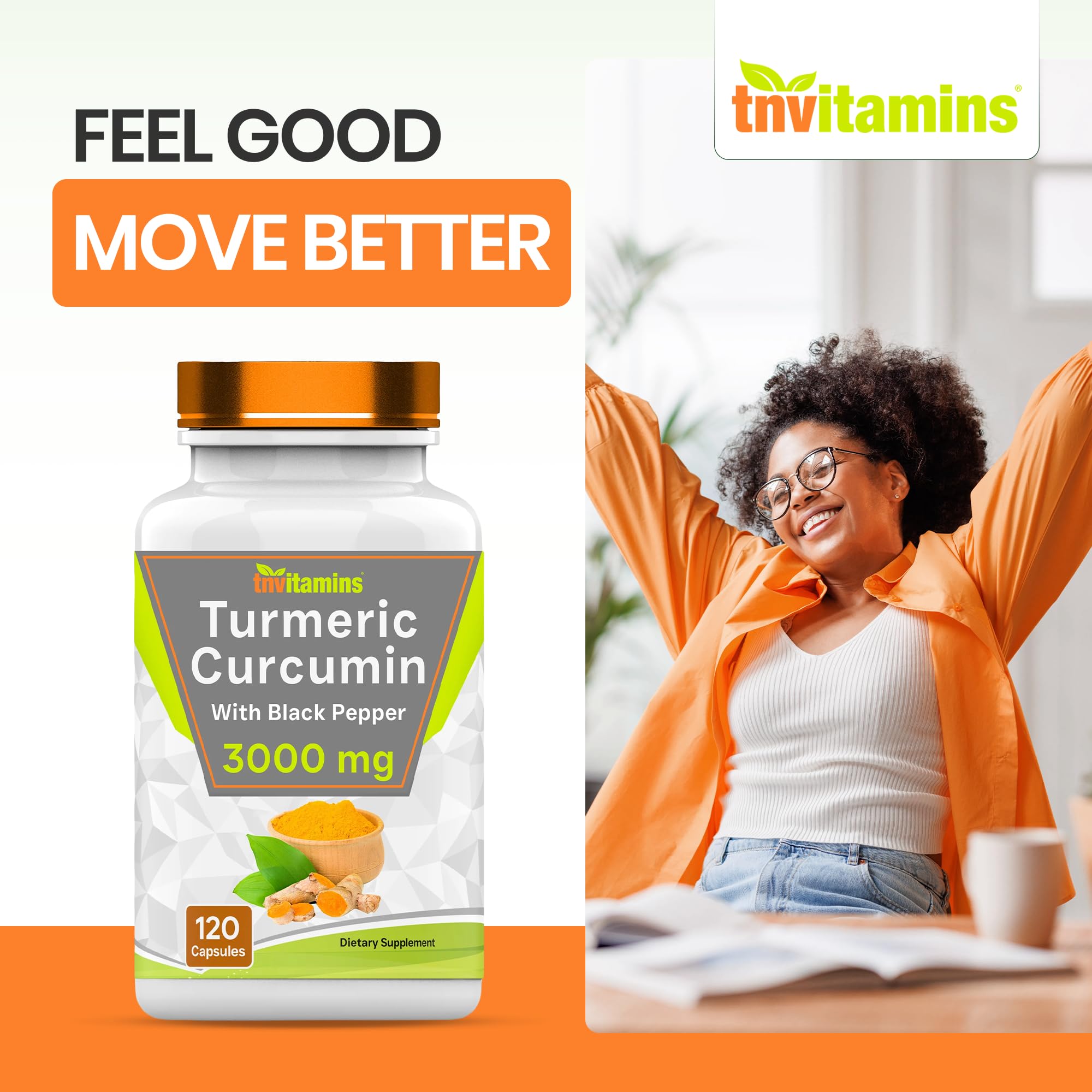 Turmeric Curcumin Capsules with Black Pepper | 3000 MG - 120 Capsules | Extra Strength Golden Turmeric Curcumin Supplement | Non-GMO | Produced in the USA — Amazon image 5