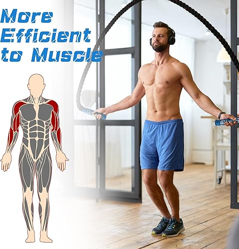 Miniatura 6 de Jump Rope, 3.75 LB2.65 LB Weighted Jump Rope for Fitness, Heavy Skipping Rope for Home Gym Workout, Weight Loss, Strength Training, Total Body