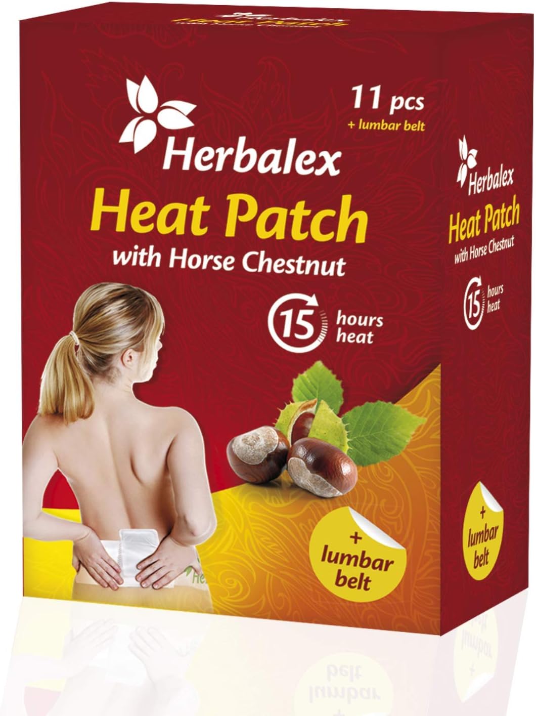  SwissMedicus Parches térmicos con castaño + vendaje de cadera interior, 15 horas de calor agradable, listo para usar, activado por aire, puro natural, 11 unidades 