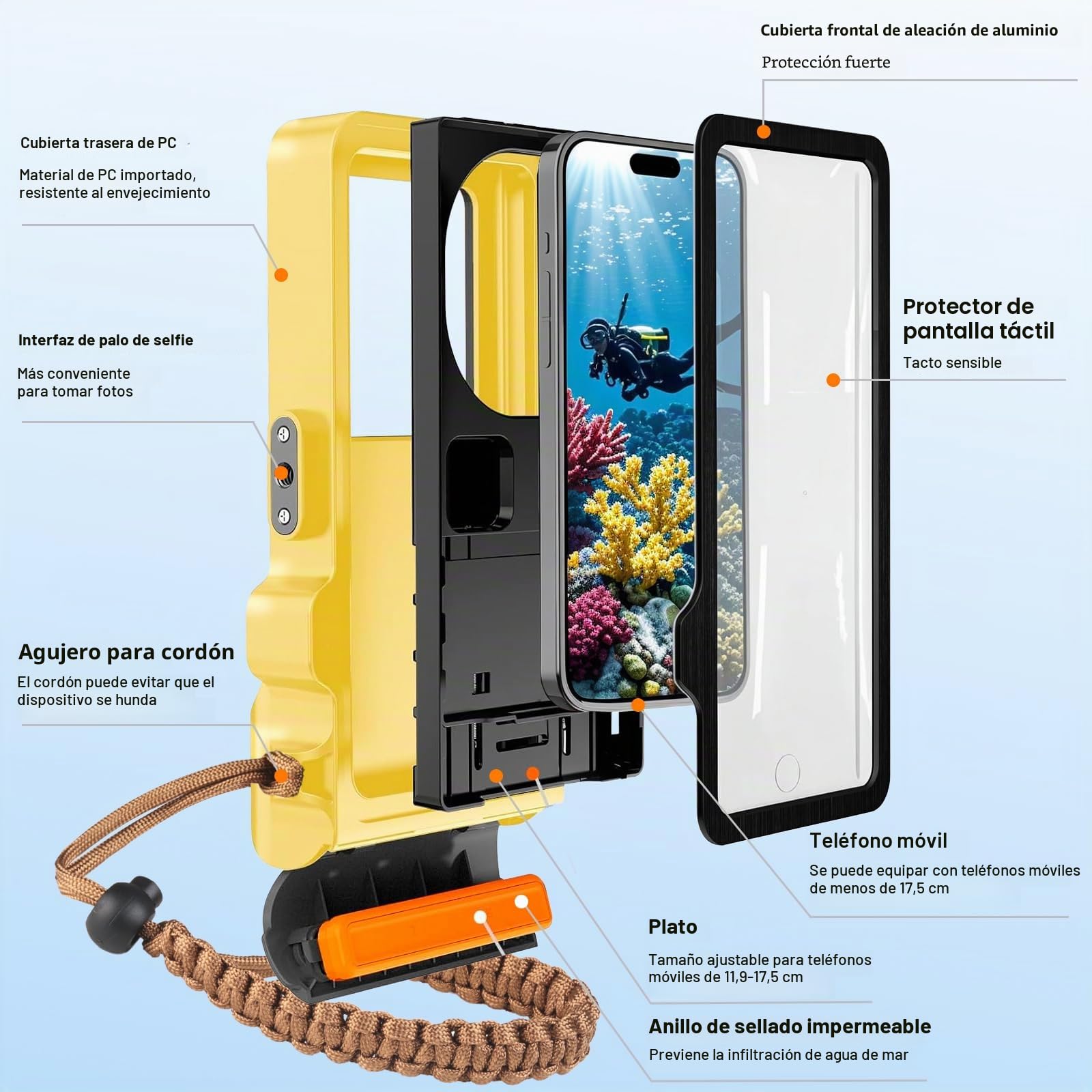 Funda Impermeable móvil Universal Buceo Profesional subacuático Funda para teléfono móvil para iPhone 16e 16 16 Pro 16 Pro MAX 15 Pro 15 Pro MAX 14 14 Pro 14 Pro MAX Samsung s25 S24 S23