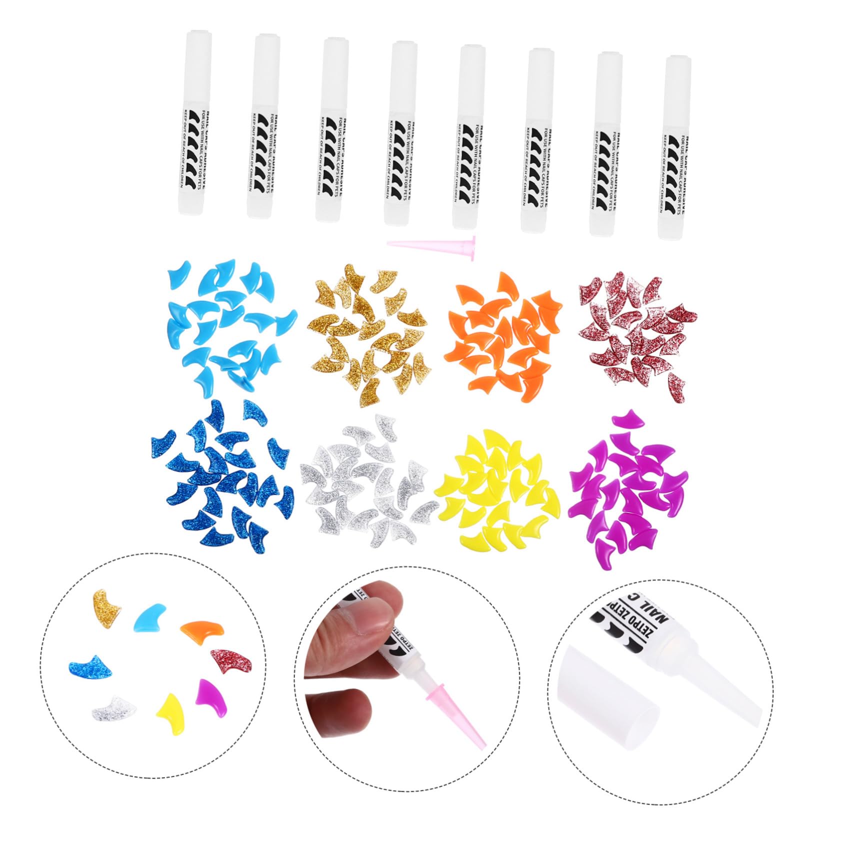 Sosoport 320 Pièces Ensemble d'ongles pour Animaux de Compagnie Couvre-Griffes de Chat Pattes pour Chatons Capsules Ongles Couverture de Griffe pour Animaux de Compagnie Gel de silice