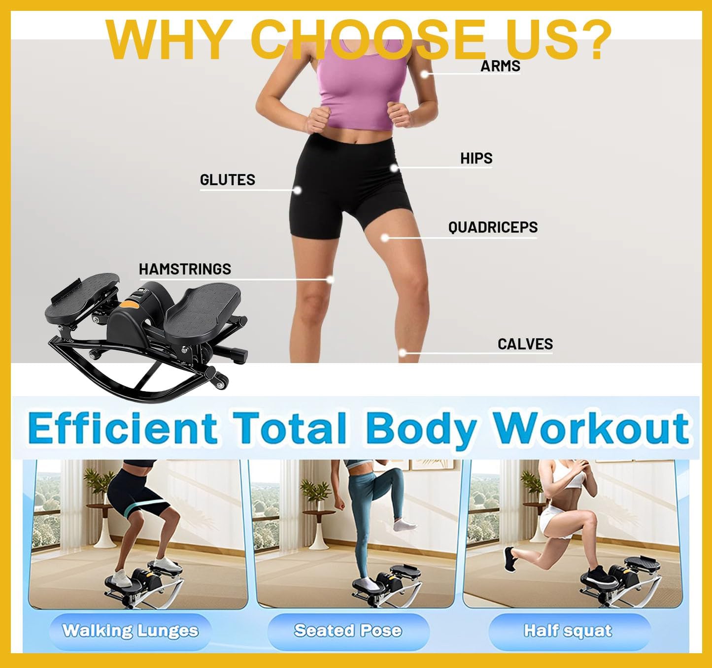 Rock Stepper Side to Side with Digital Display Rock Stepper Side to Side Machine Rock Stepper Exercise Machine with Resistance Bands&Led Display, Low-Impact Home Workout