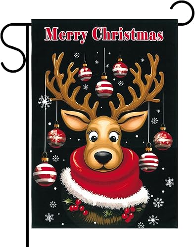 Bandera de jardín pequeña de 12 x 18 pulgadas con corona de nieve vertical de doble cara para decoración de exteriores, letrero de patio