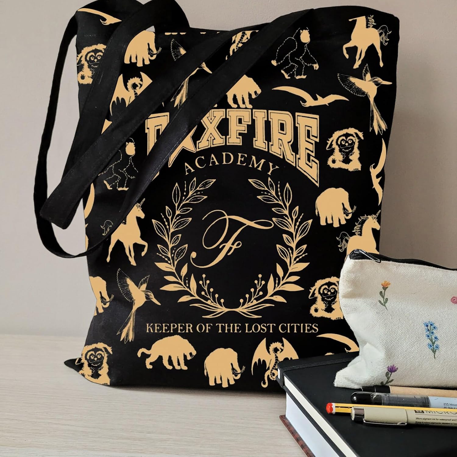 WCGXKO Book Lover Gift Academy Keeper Of The Lost Cities Bookish Tote Bag image 4
