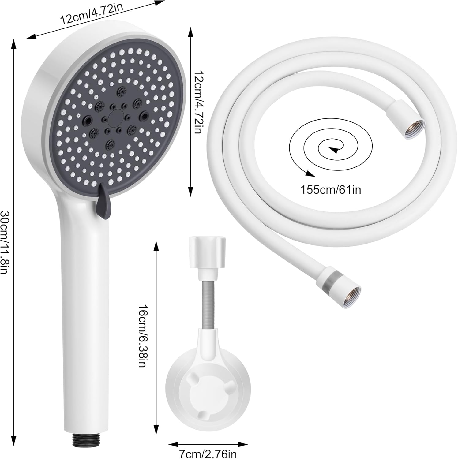5 Spray Mode High Prure Handheld Shower Head Set, High Flow Hand