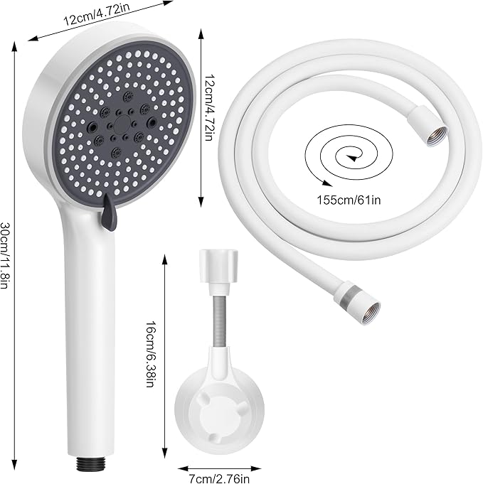 Regadera de mano Lonian 5 modos con manguera 1.5m blanca miniatura 3
