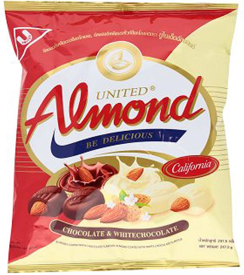 United Chocolate Flavour Almond Coated and White Chocolate Coated Almond 247.5g (45 Seed)