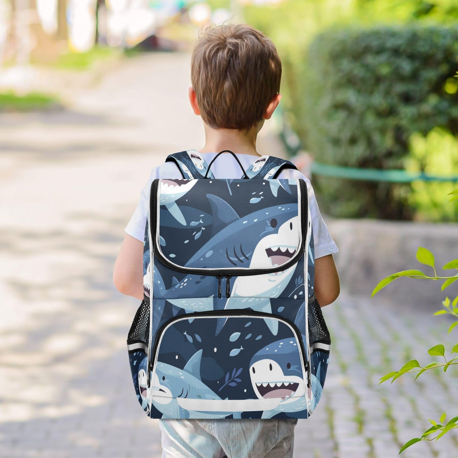 Squali Blu Nuoto Zaino Scolastico Borsa Ad Alta Capacità per Ragazze e Ragazzi