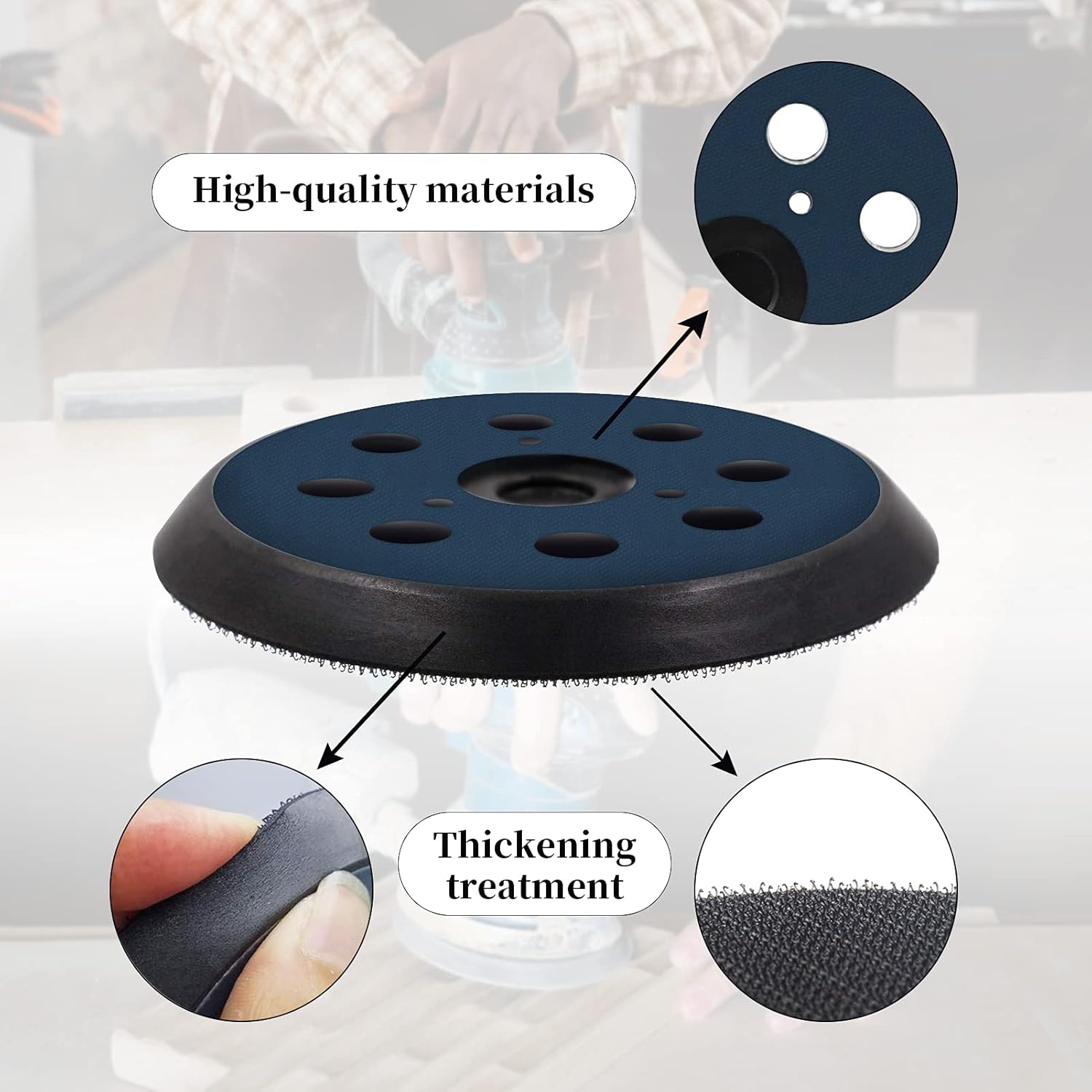 4 packs 5 Inch 8 Hole Hook and Loop Sander Pad For makita dewalt hitachi porter cable Orbital Sander - Fits 743081-8 743051-7 151281-08 & DW4388 DW421/K BO5010 BO5030K 324-209 Replacement Sander Pad : Tools & Home Improvement
